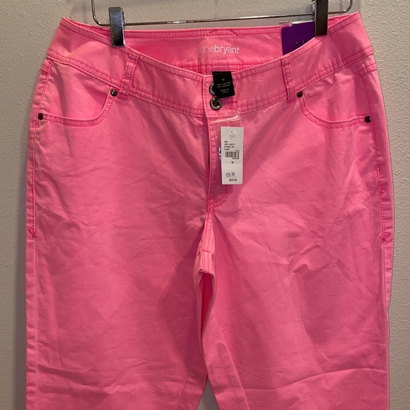 Lane Bryant Sz 14 Neon Pink Skinny Ankle Pants - Picture 4 of 6